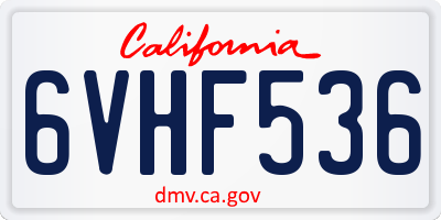 CA license plate 6VHF536