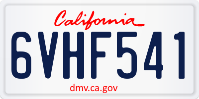 CA license plate 6VHF541