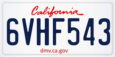 CA license plate 6VHF543