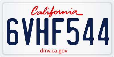 CA license plate 6VHF544