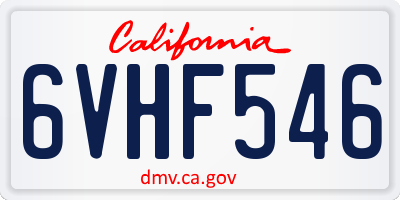 CA license plate 6VHF546