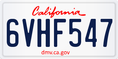 CA license plate 6VHF547