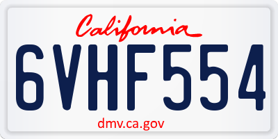 CA license plate 6VHF554