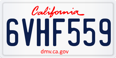CA license plate 6VHF559