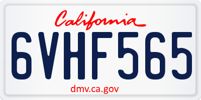 CA license plate 6VHF565