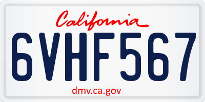 CA license plate 6VHF567