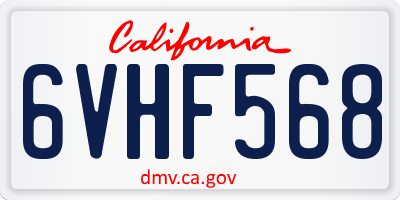 CA license plate 6VHF568
