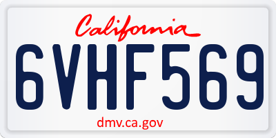 CA license plate 6VHF569