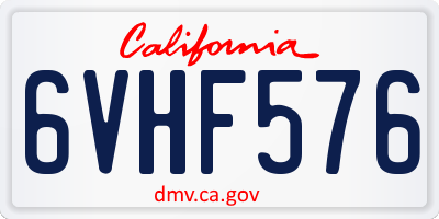 CA license plate 6VHF576