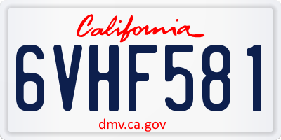 CA license plate 6VHF581