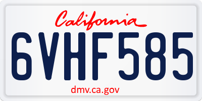 CA license plate 6VHF585