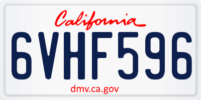 CA license plate 6VHF596