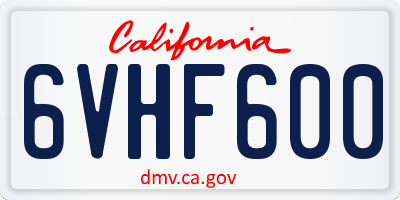 CA license plate 6VHF600