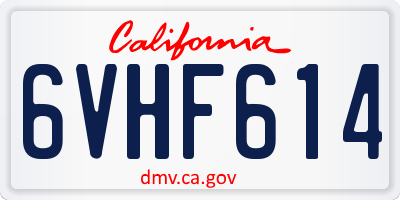 CA license plate 6VHF614