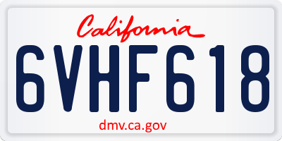 CA license plate 6VHF618
