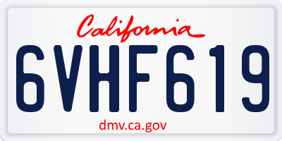 CA license plate 6VHF619