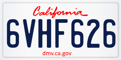 CA license plate 6VHF626