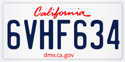 CA license plate 6VHF634