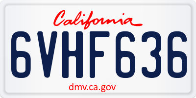 CA license plate 6VHF636