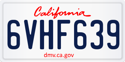 CA license plate 6VHF639