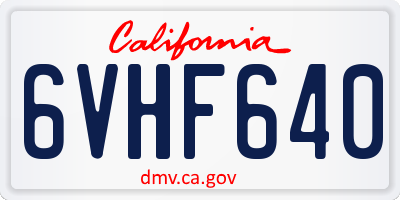 CA license plate 6VHF640