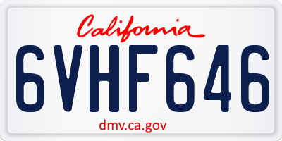 CA license plate 6VHF646