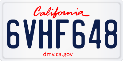 CA license plate 6VHF648