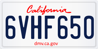 CA license plate 6VHF650