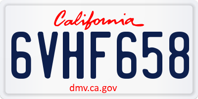 CA license plate 6VHF658