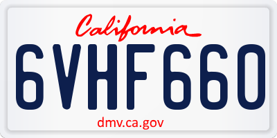 CA license plate 6VHF660