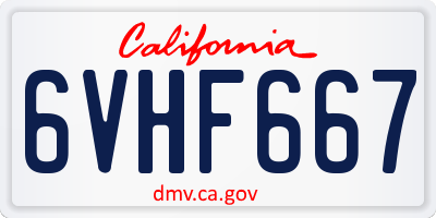 CA license plate 6VHF667
