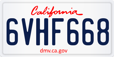 CA license plate 6VHF668