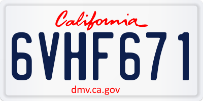 CA license plate 6VHF671