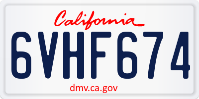 CA license plate 6VHF674