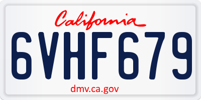 CA license plate 6VHF679