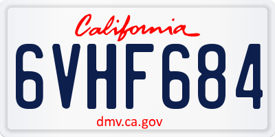 CA license plate 6VHF684