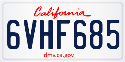CA license plate 6VHF685