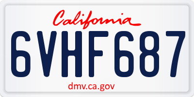CA license plate 6VHF687