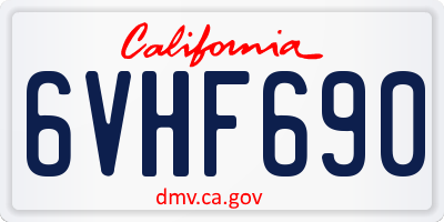 CA license plate 6VHF690