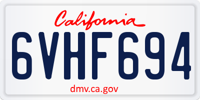 CA license plate 6VHF694