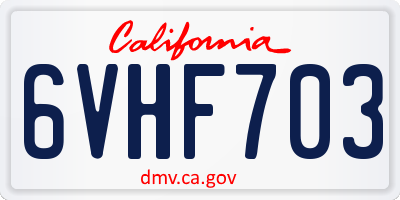 CA license plate 6VHF703