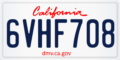 CA license plate 6VHF708