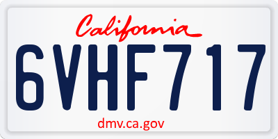 CA license plate 6VHF717