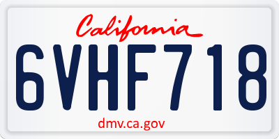 CA license plate 6VHF718