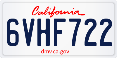 CA license plate 6VHF722