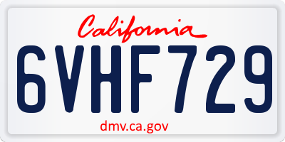 CA license plate 6VHF729
