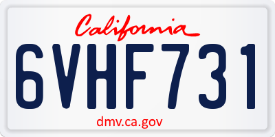 CA license plate 6VHF731
