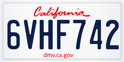 CA license plate 6VHF742