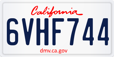 CA license plate 6VHF744