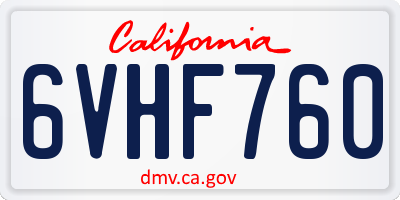 CA license plate 6VHF760